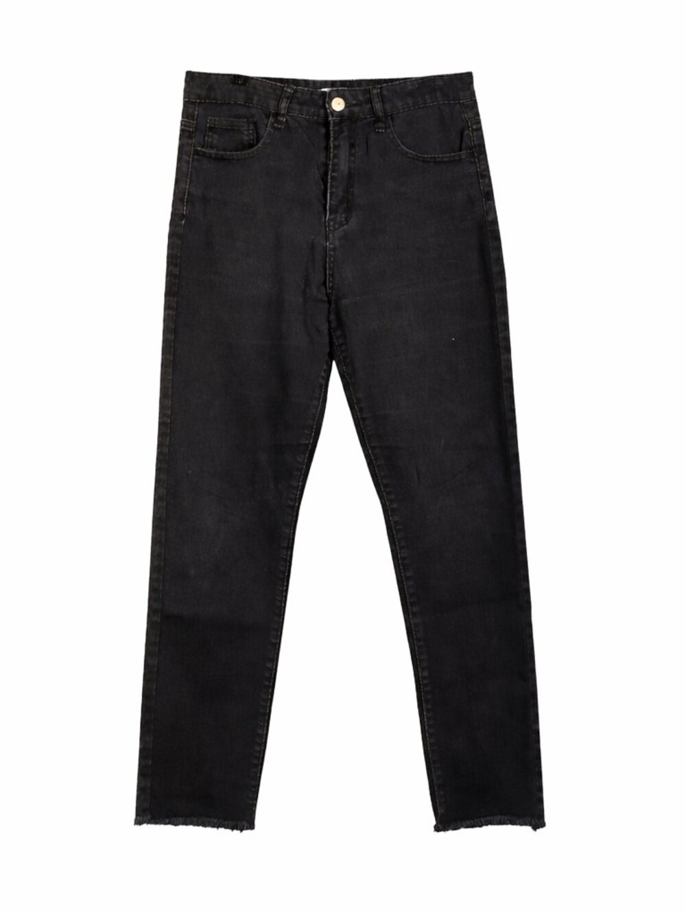 Forever 21 Womens Jeans  28x21 Black High Rise Straight Leg Raw Hem Ankle Jeans